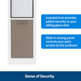 PetSafe 1-Piece Sliding Glass Pet Door for Dogs & Cats - Adjustable Height 75 7/8" to 80 11/16" - Large-Tall, White, No-Cut Install, Aluminum Patio Panel Insert, Great for Renters or Seasonal Install