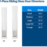 PetSafe 1-Piece Sliding Glass Pet Door for Dogs & Cats - Adjustable Height 75 7/8" to 80 11/16" - Large-Tall, White, No-Cut Install, Aluminum Patio Panel Insert, Great for Renters or Seasonal Install