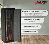 Granite Series 55" Tall Gun Safe with Electronic Lock & Fire Rated Protection (12 Gun Capacity)