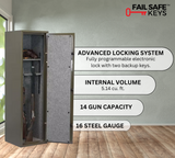 Sequoia Series 55" Tall Gun Safe with Electronic Lock & 14-Gun Capacity