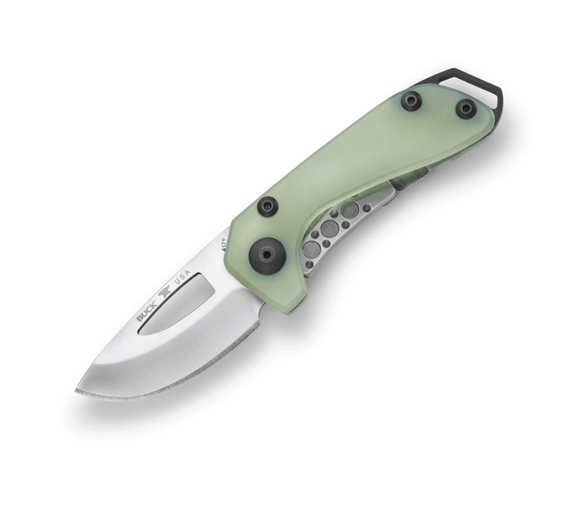 Buck Knives | 417 Budgie Knife | Stainless Steel Pocket Clip | Folding Knife | Hunting, Camping and Outdoors | Made In USA | Lifetime Warranty | Heat Treated | Natural Green Color| 0417GRS-B