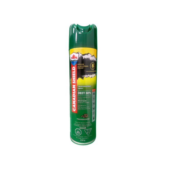 Canadian Shield Mosquito & Insect Repellent Aerosol | For Hunting, Fishing, Camping, Family Fun & More | 8 Hour of Protection | 30% Deet | (230G)