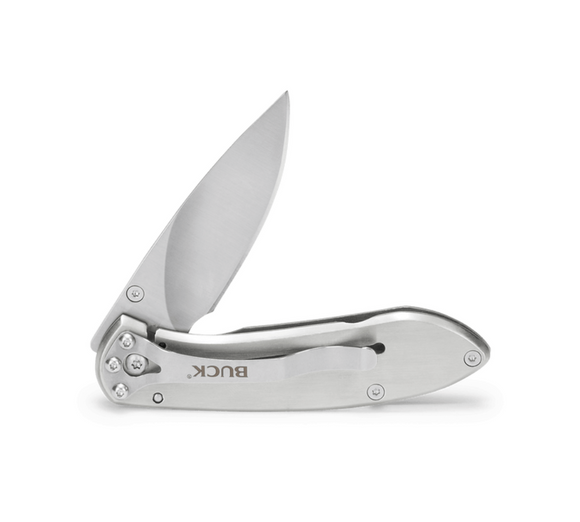 Buck Knives | 327 Nobleman Knife | Stainless Steel Pocket Clip | Folding Knife | Hunting, Camping and Outdoors | Lifetime Warranty | Heat Treated | Brushed Steel | 0327SSS-B