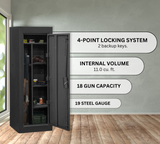 Steel Cabinet Series 55" Tall 18 Gun Cabinet With 4-Point Locking System (3 Years Warranty)