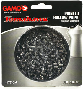 Gamo TOMAHAWK POINTED HOLLOW POINT  .177 CAL. TINS OF 750 - BLISTER PK -C54