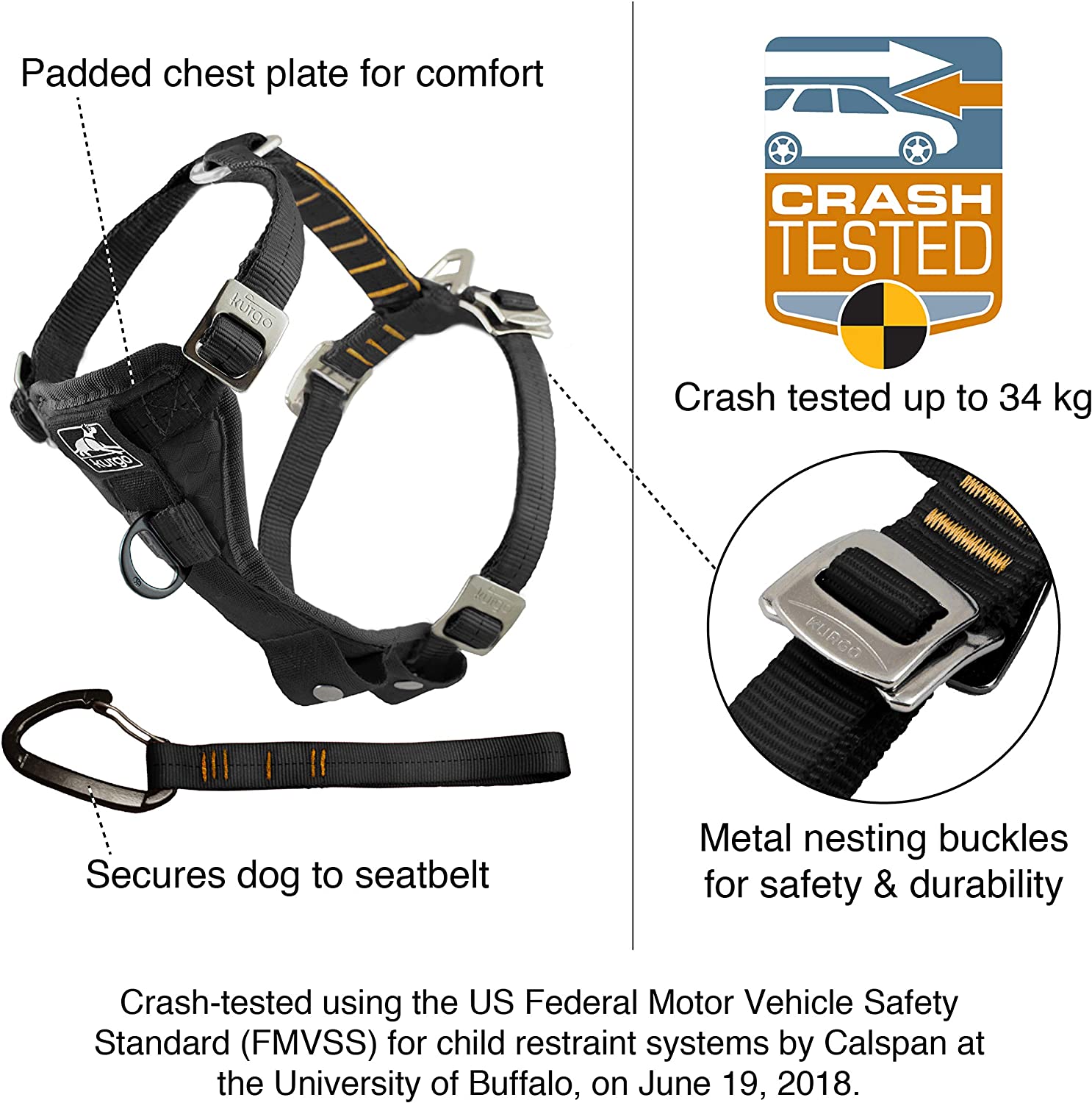 Kurgo Tru Fit TM Crash Tested Dog Harness Black Medium Shop Blue Dog Canada