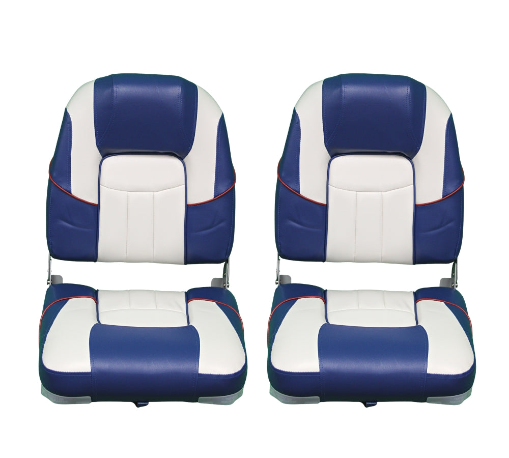 Blue Dog Marine Boat Seat Folding - Premium (Blue/White)
